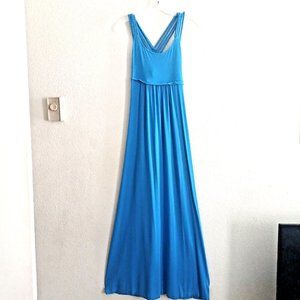 CALVIN KLEIN MAXI DRESS Jersey Sundress Criss Cross Straps BLUE
